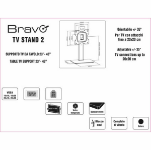 Tribravo TV STAND 2 v2 Supporto Da Tavolo  23"-43" Max 40Kg Staffa