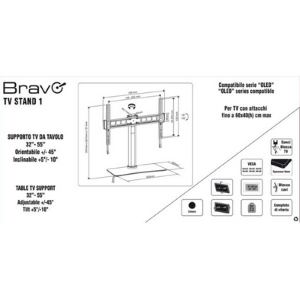 Tribravo TV STAND 1 v2 Supporto Da Tavolo 32"-55" Max 40Kg Staffa