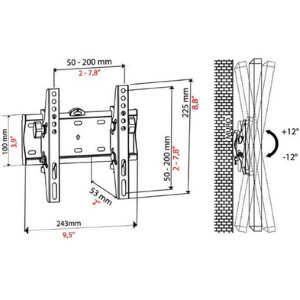 Tribravo QUADRO 3 v2 Staffa A Parete 15"-40" 30Kg