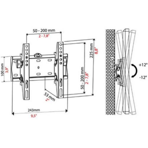 Tribravo QUADRO 3 v2 Staffa A Parete 15"-40" 30Kg