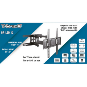 Tribravo BR-LED 12v2 Staffa A Parete 32"-75" Max 40Kg