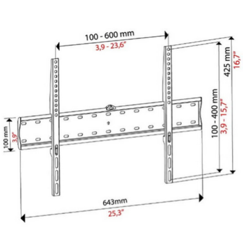 Tribravo QUADRO 2 v2 Staffa A Parete 32"-82" Max 40Kg
